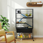 5 Levels Small Animal Cage, Rolling Ferret Cage With Deep Tray, Non-slip Ramps