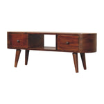 Solid Wood Chestnut Round Open Media Unit