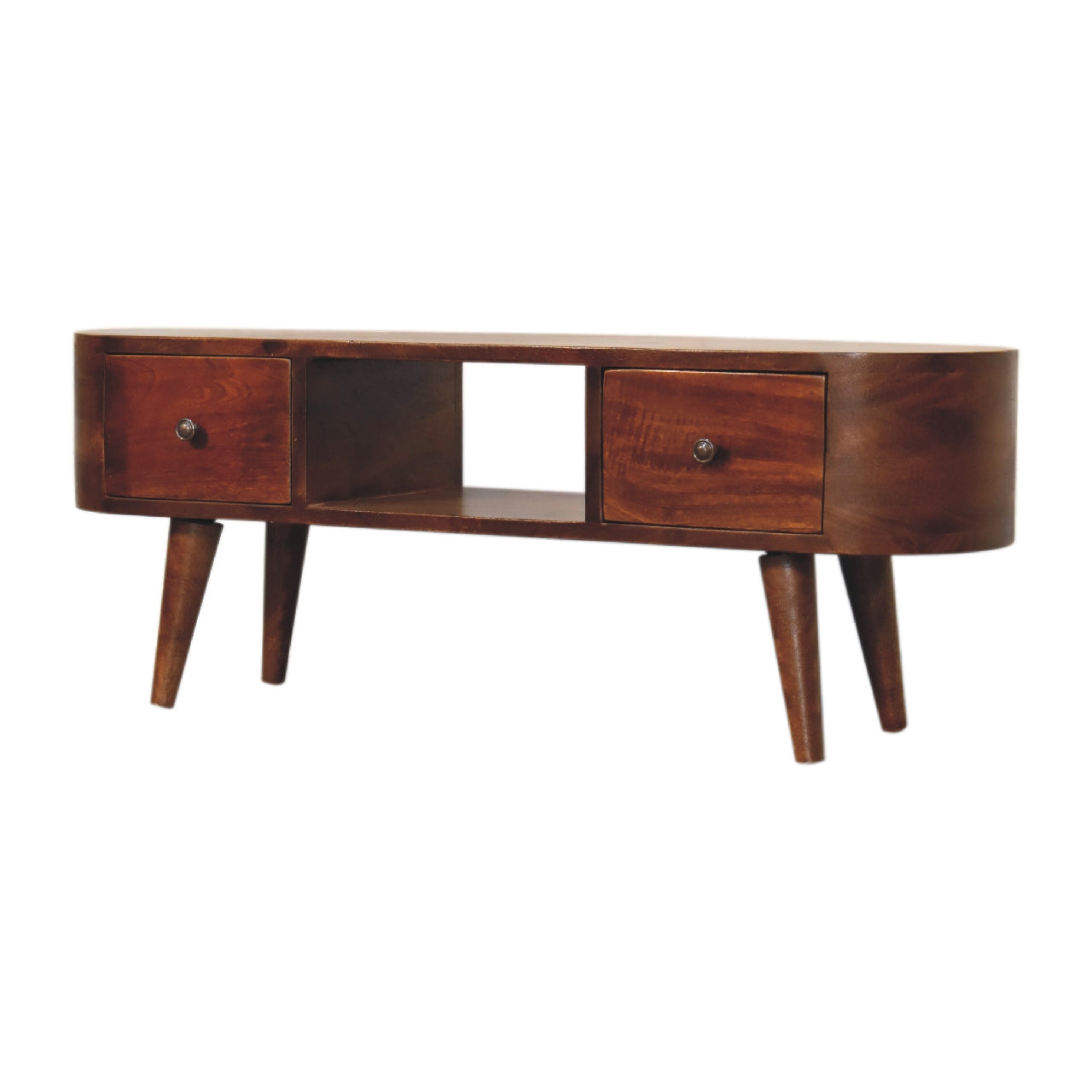 Solid Wood Chestnut Round Open Media Unit