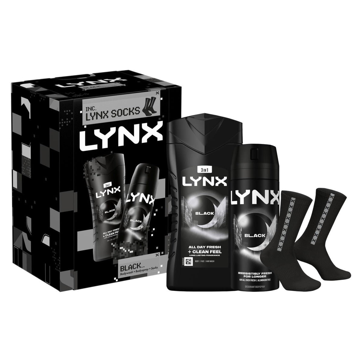 Black Duo And Socks Gift Set For Him, Body Wash And Body Spray | Set of 1