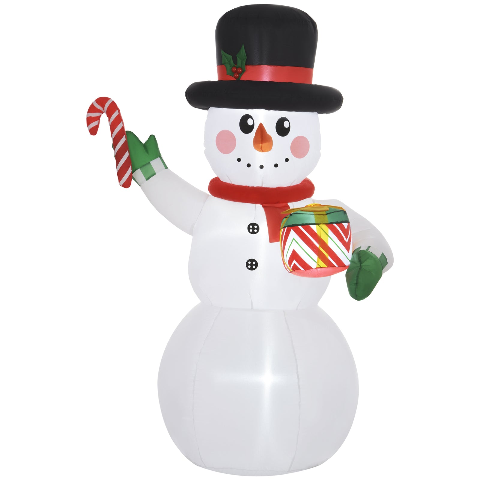 6ft Inflatable Snowman With Candy Cane And Gift Box Party