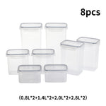 Kitchen Storage Containers For Dry Food | Set of 8 | Transparent