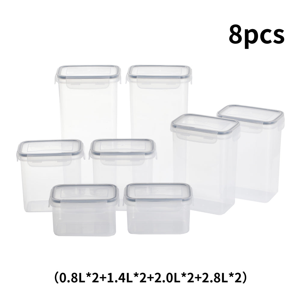 Kitchen Storage Containers For Dry Food | Set of 8 | Transparent