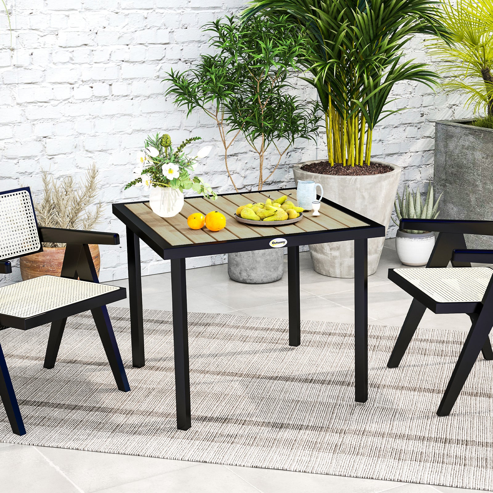 Garden Table For 4 Person W/ 5.4cm Parasol Hole | Brown