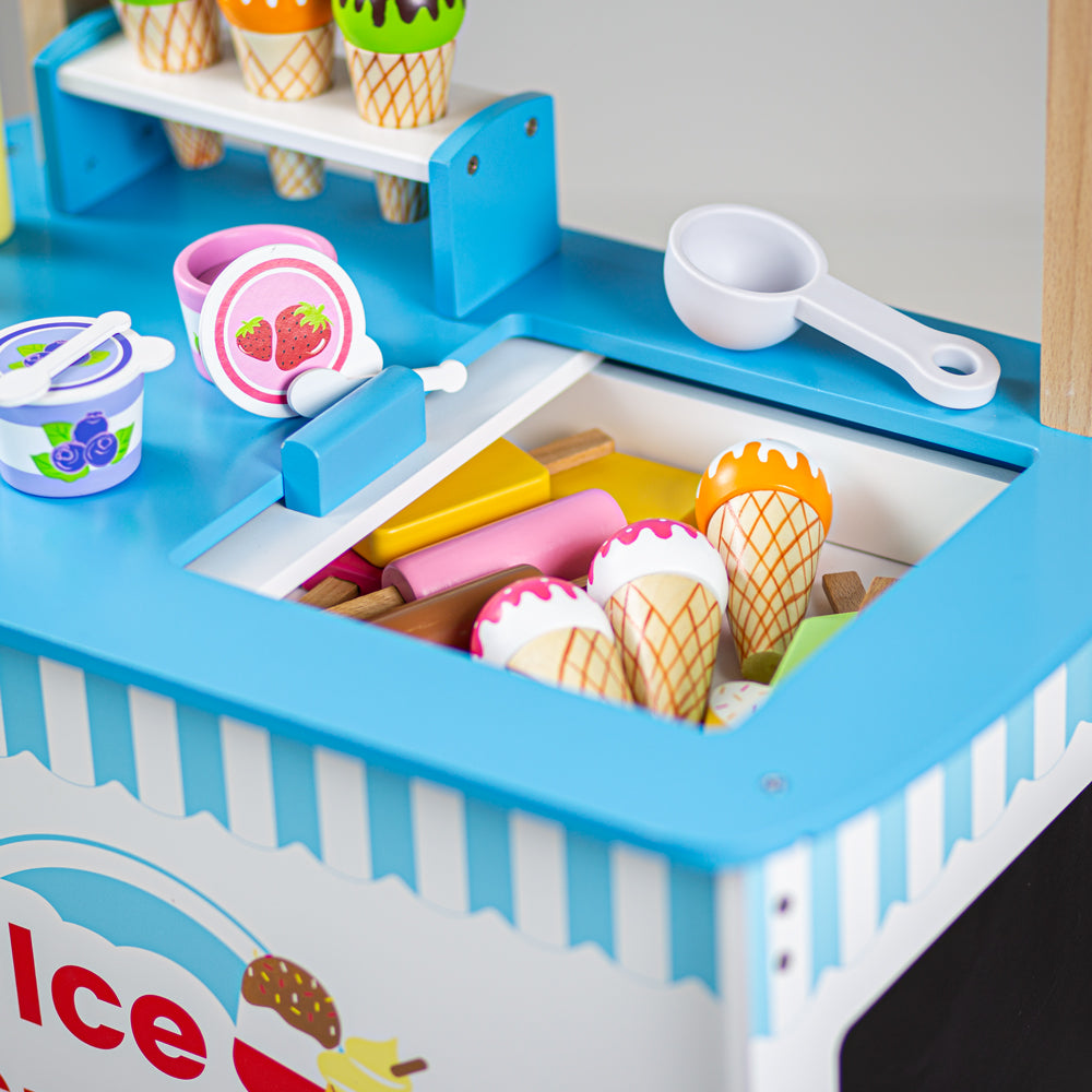 Wooden Ice Cream Cart, With Ice Creams And Lollies