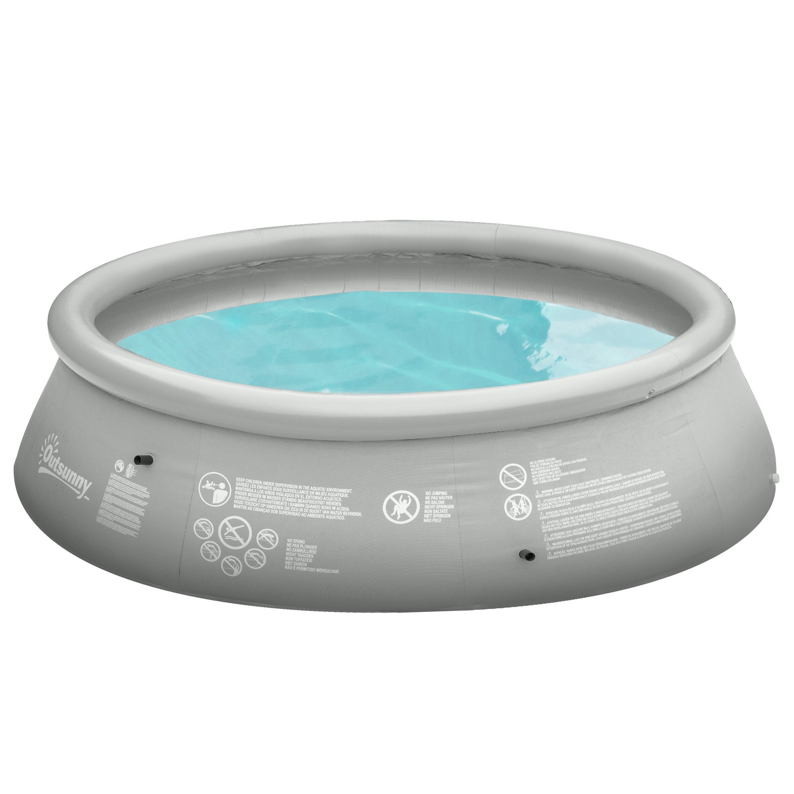 Inflatable Swimming Pool Family-sized, W/ Hand Pump 274x76cm | Gray