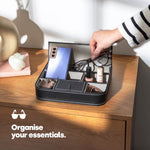 Fineway 6 Compartment Leather Valet Tray Men’s Dresser Storage Organiser