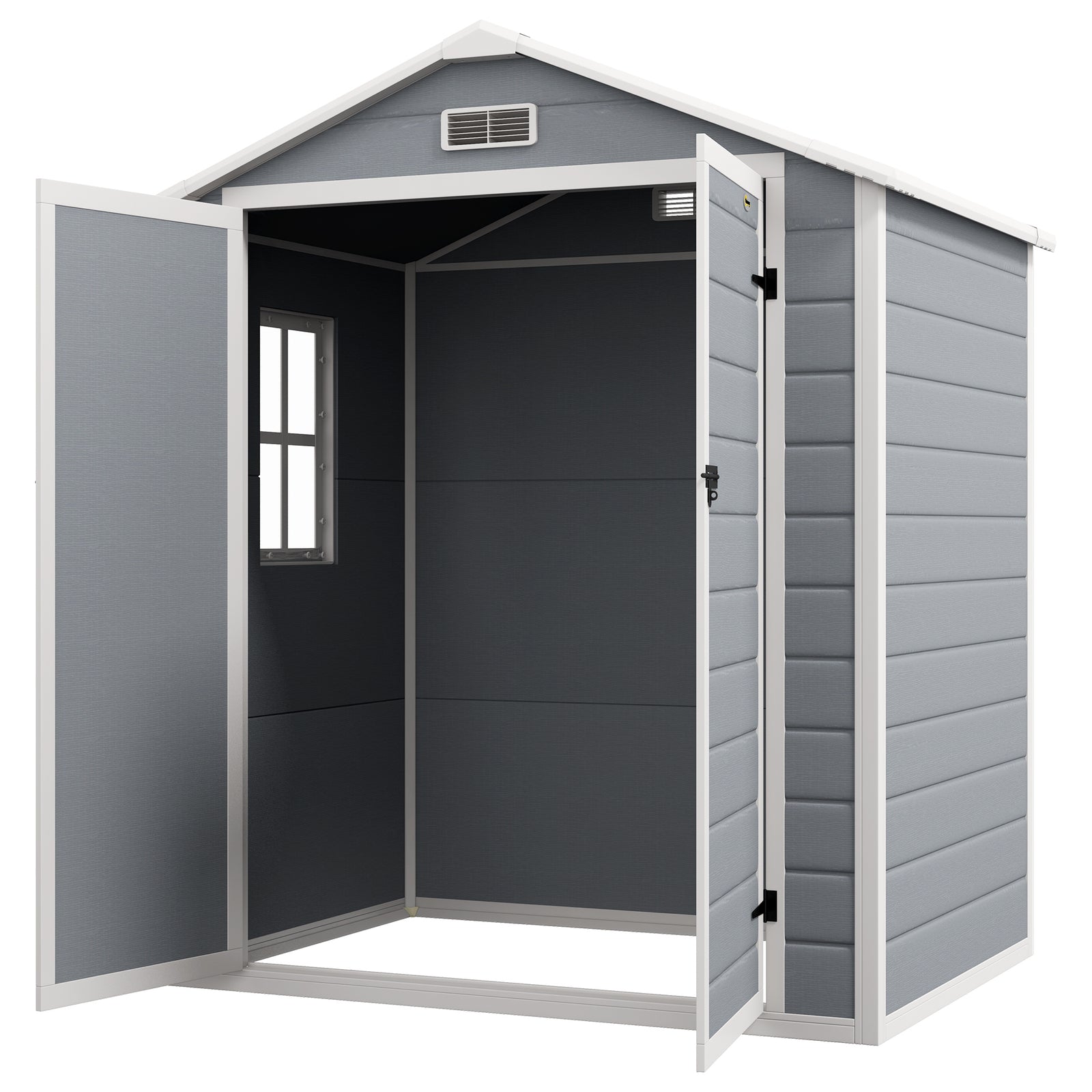 Garden Shed 6'x4.5' Plastic Tool Storage House W/ Doors