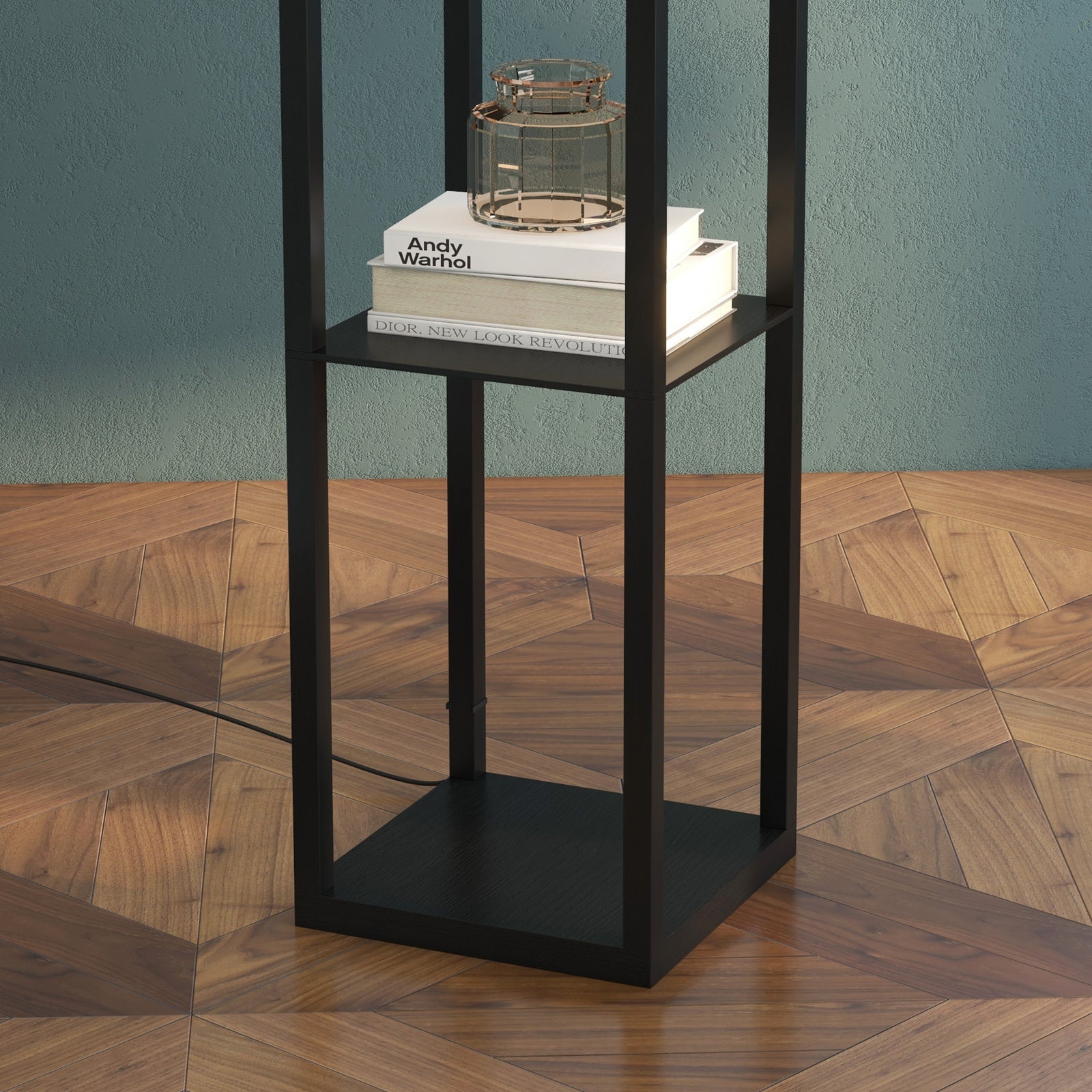 Floor Lamp Reading Lamp With 3 Tier Storage Shelf Fabric