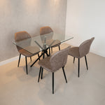 Miami Dining Table With 4 Jaydn Leather Chairs | Tan