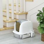 Stainless Steel Cat Litter Tray With Lid | White