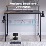 Compact Gaming Desk Pc Computer Table With Adjustable Monitor Shelf | Black