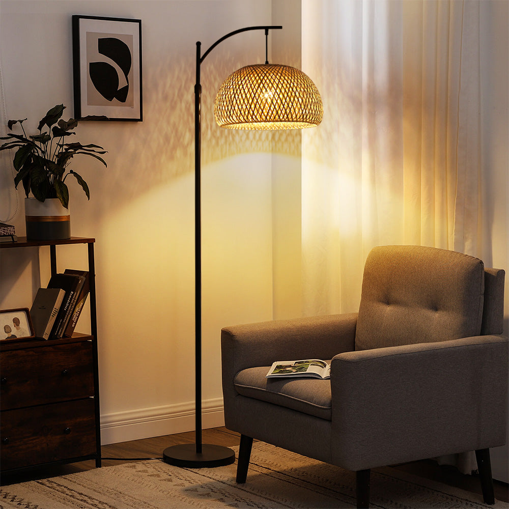 Breeins Traditional Woven Rattan Floor Lamp