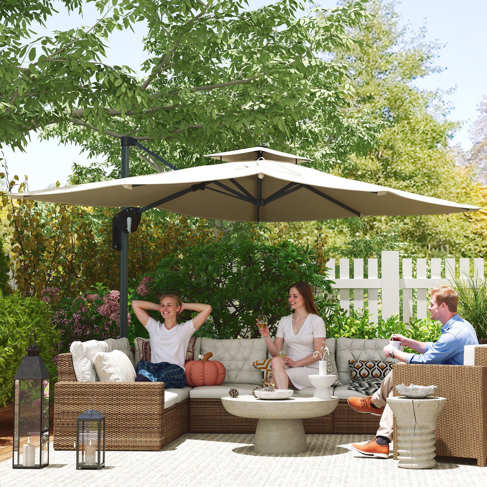 3.7x2.7m Cantilever Parasol, Hanging Offset Umbrella