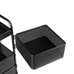 Multi-layer Storage Shelf Trolley 3/4/5 Tier Square Organizer Rack With Swivel Design For Kitchen | Small | Black