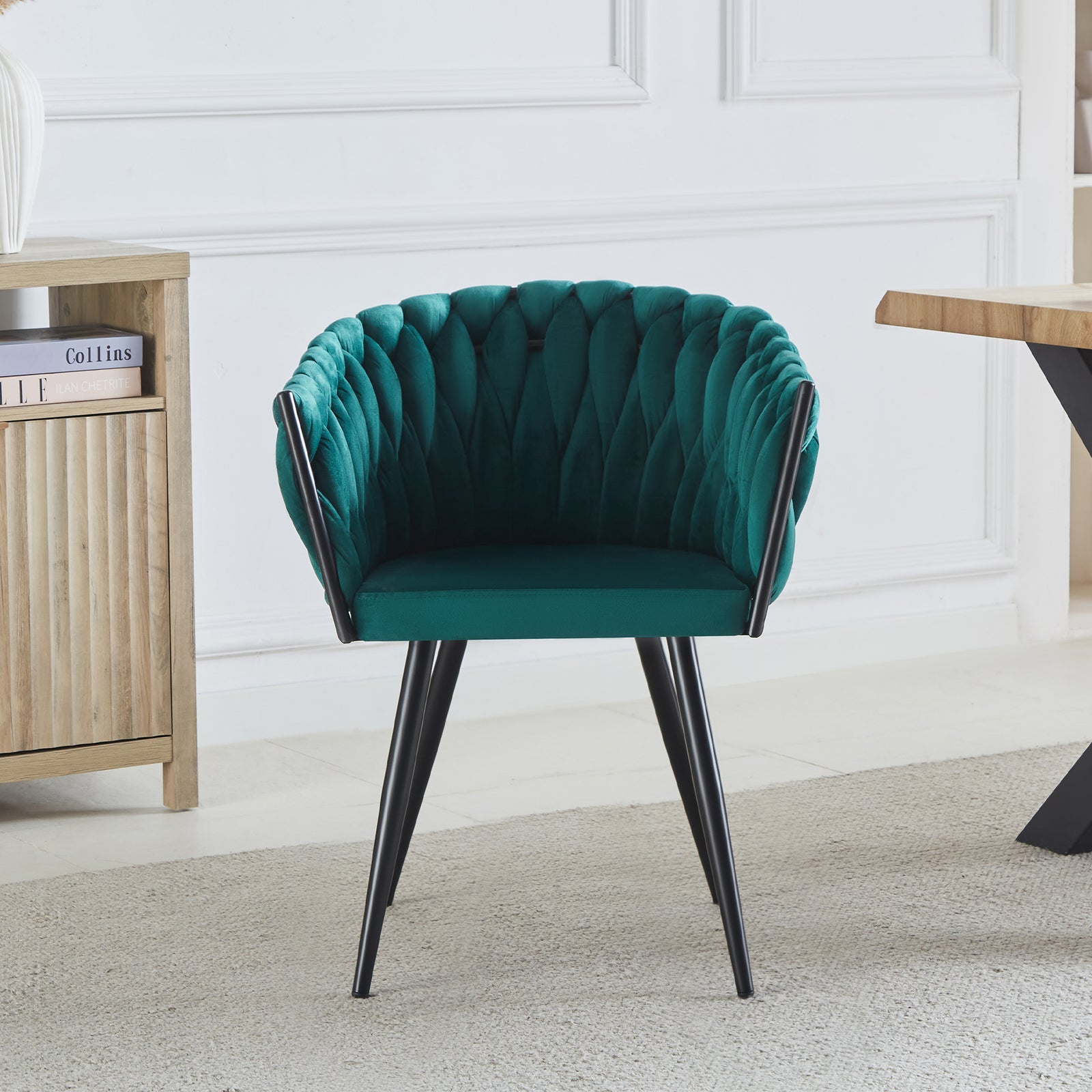 Set Of 2 Baiano Fabric Dining Chairs | Green