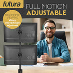 Futura Futura Dual Vertical Monitor Stand 13 To 32 Inch Height Adjustable Clamp Mount Supports 8kg Each