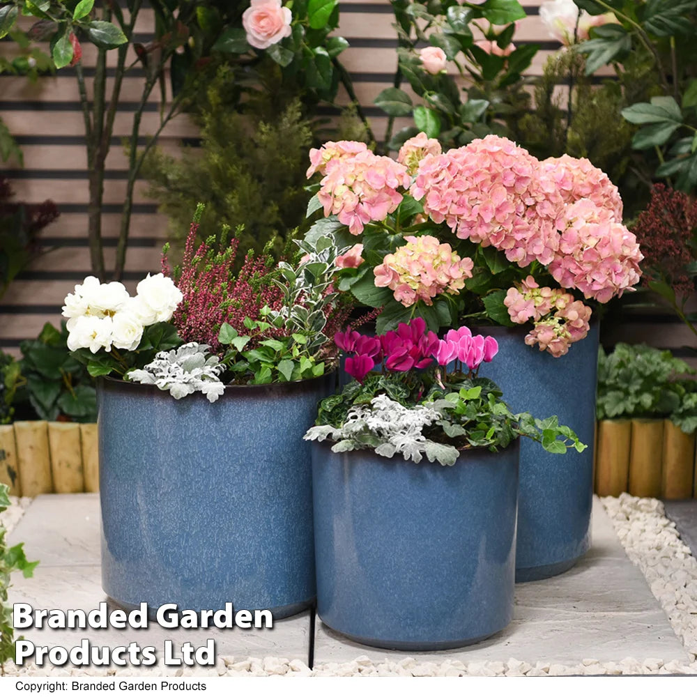Garden_Gear Large Glazed Effect Cylinder Planter Garden Patio Outdoor Plastic (x1)