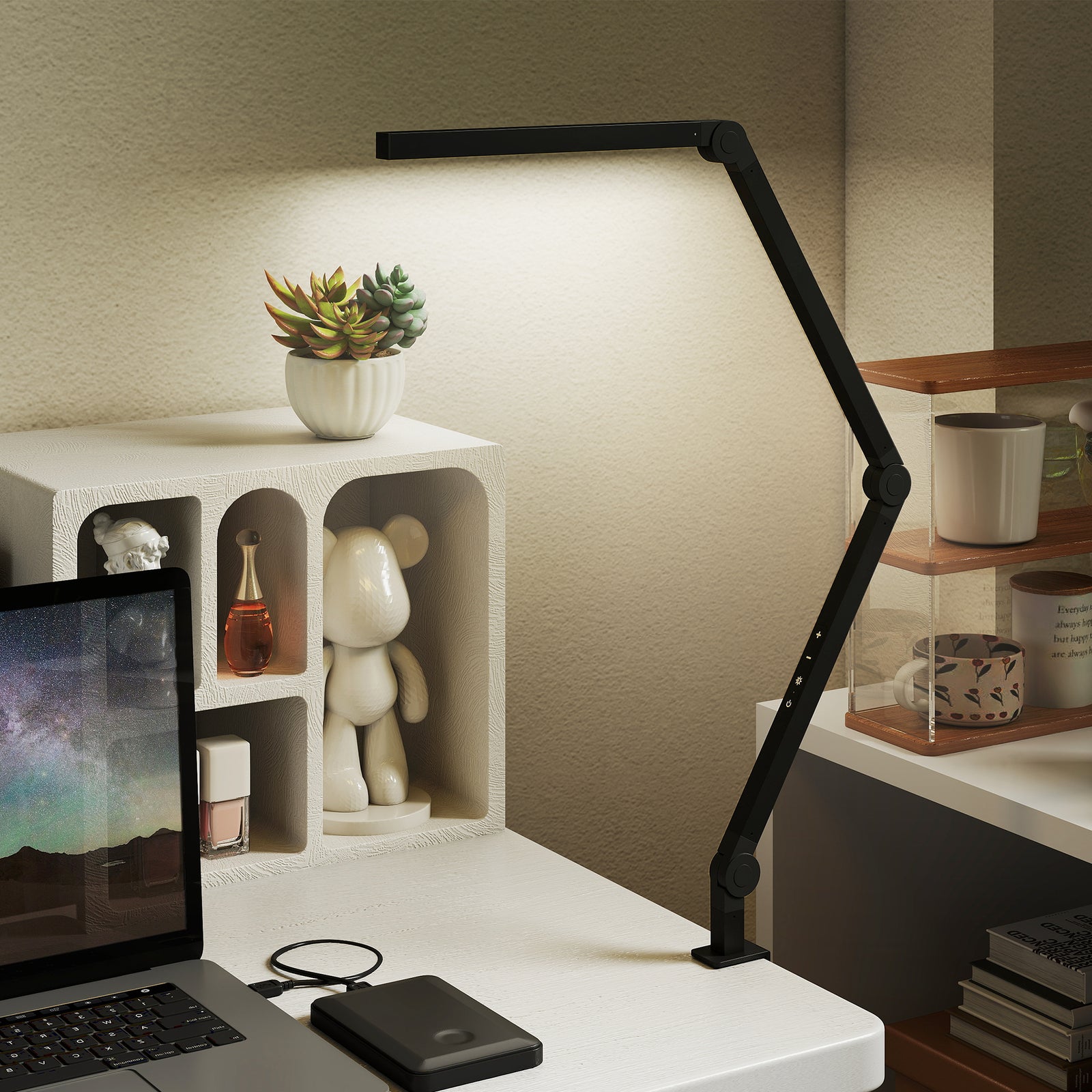 Desk Lamp With Adjustable Swing Arm, Dimmable Led Desk Light | Black
