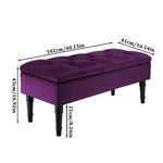 Velvet Upholstered Storage Bench With Button-tufted Seat And Rubberwood Legs | Dark Purple
