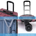 Set Of 3 Hard Shell Suitcases Overhead Carry On Cabin Bag & Check In 20kg+ Medium And Large Bag. | Set of 3 | Burgundy