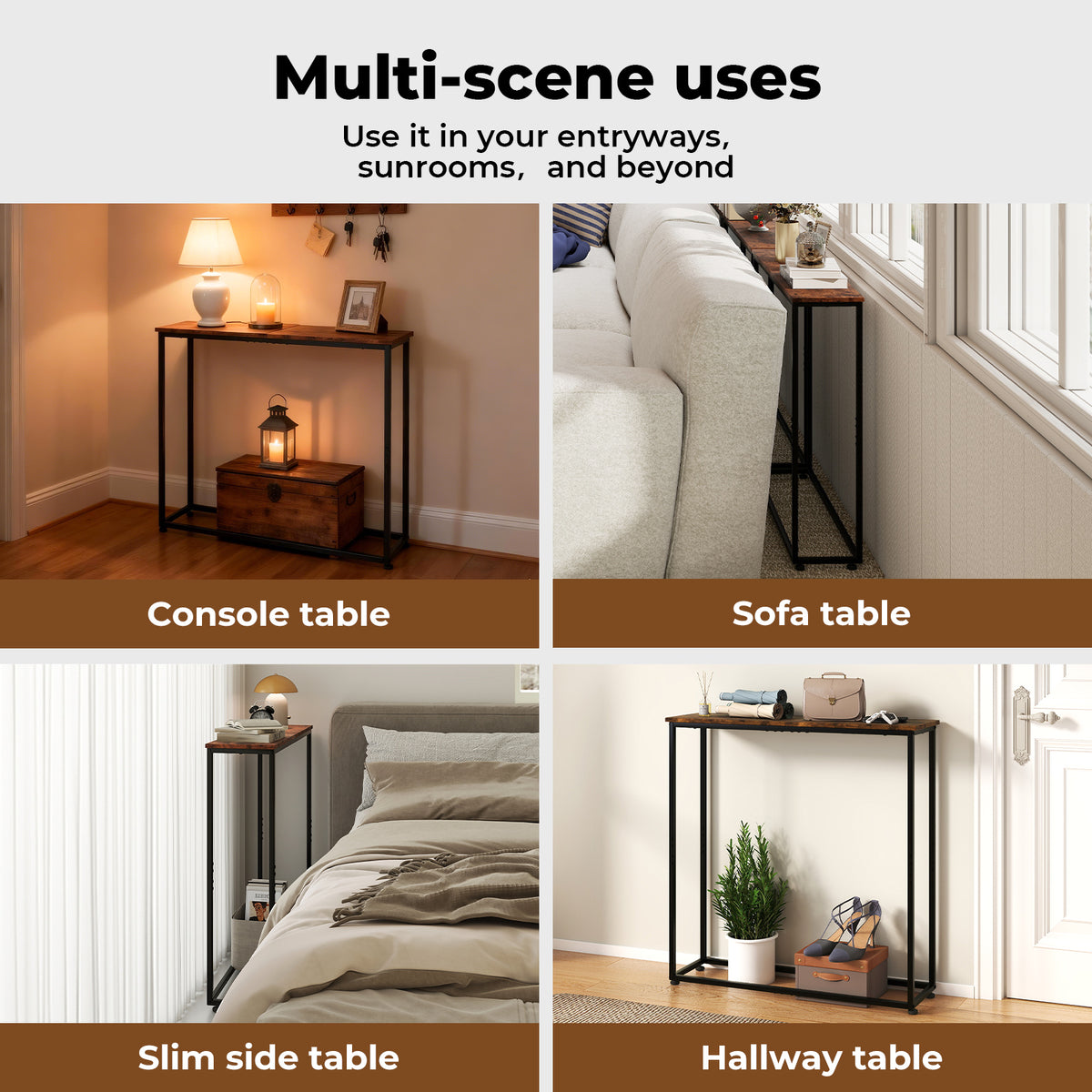 Levede Console Hall Table Slim Entryway Hallway Sofa Table Display Shelf Industrial