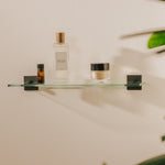 Glass Bathroom Shelf Organizer 40cm Self-adhesive Black Stick Collection