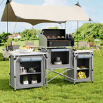 Portable Outdoor Camping Kitchen Unit With Storage Shelves