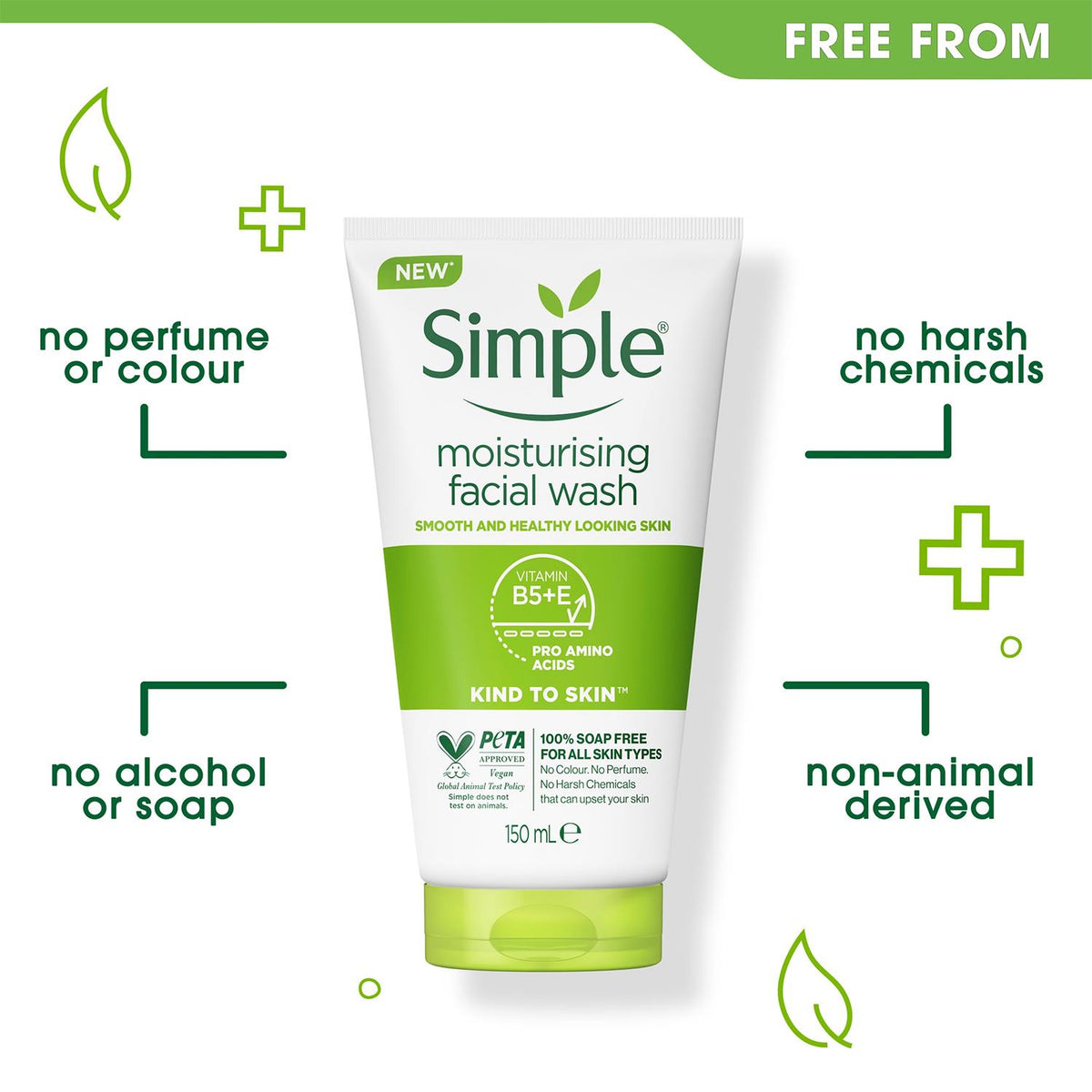 6 X 150ml Kind To Skin Soap Free Foam Moisturising Face Wash | Set of 6