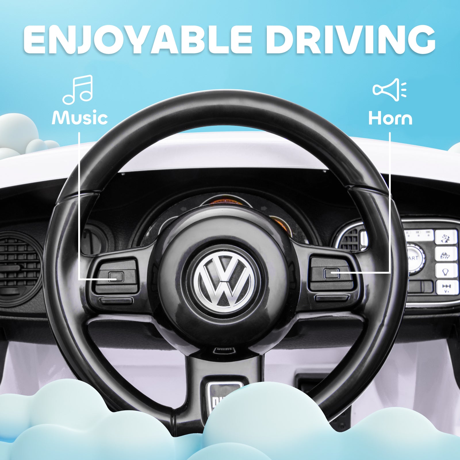 Volkswagen Beetle Licensed 12v Ride On Car W/ Remote Control | White