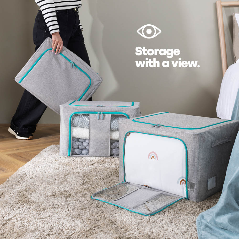 Folding Storage Bag With Metal Frame | One Size | Grey