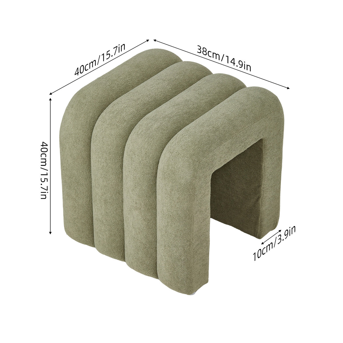 Modern U-shaped Upholstered Footstool | One Size | Green