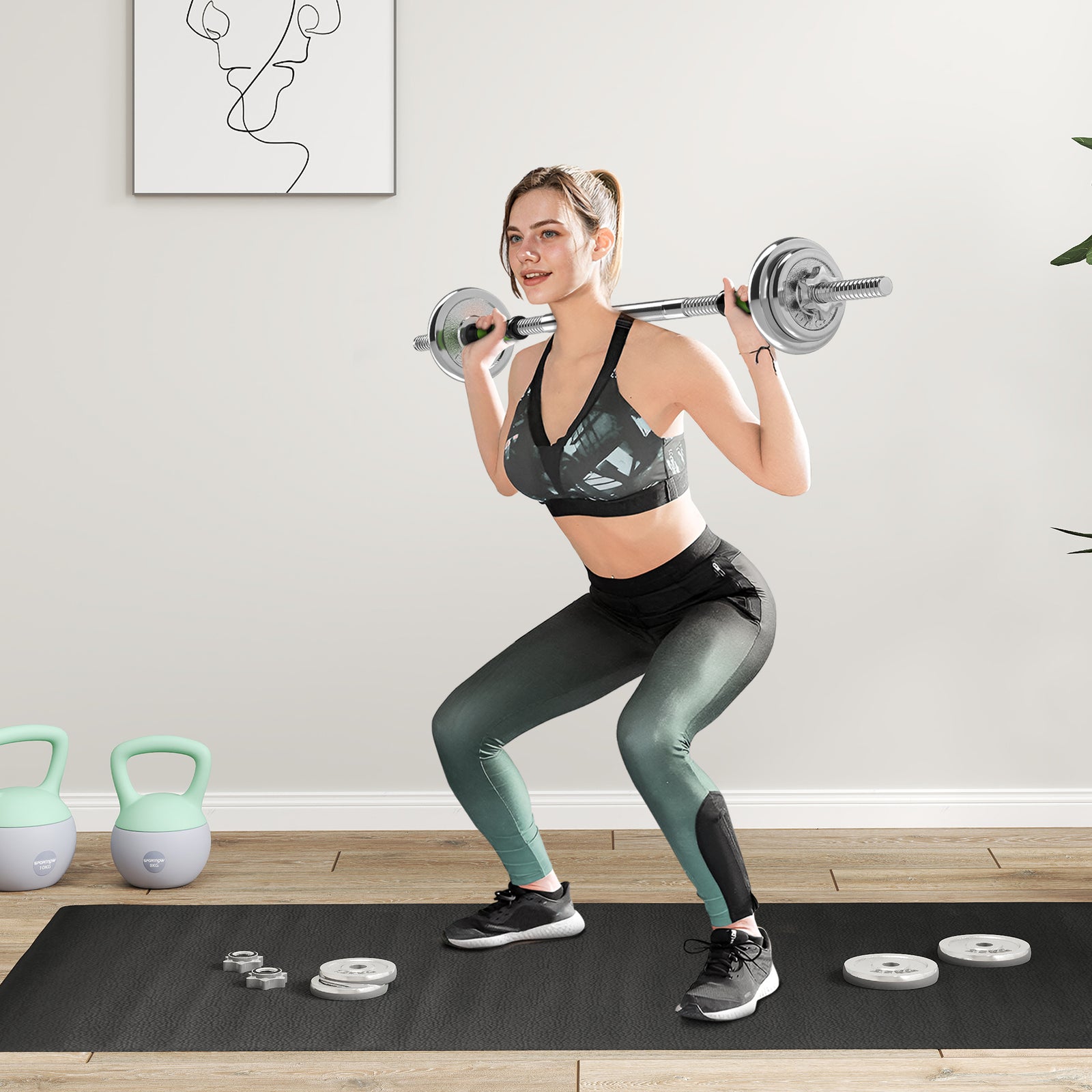 20kg Adjustable Weight Dumbbell Set, 2in1 W/ Non-slip Handle