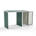 Steel Outdoor Storage Shed With Firewood Log Rack Waterproof Metal Garden Tool Organizer | One Size | Green