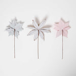 HOMESCAPES Artificial Set Of 3 Pink Poinsettia Single Stem Decorations
