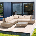 4pcs Rattan Sofa Set Garden Furniture Set W/ Armrest Cushion | Beige