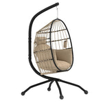 Egg Chair Outdoor Indoor Garden Swing Chair, Folding Basket | Khaki