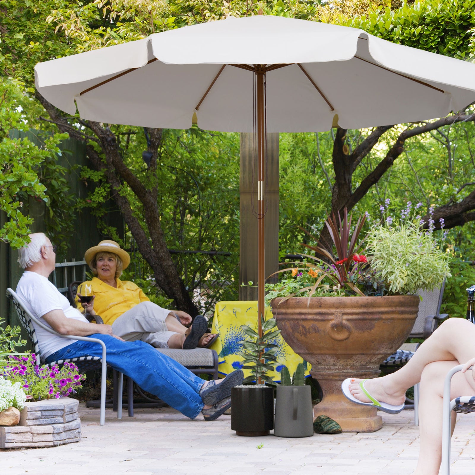 Garden Parasol Patio Umbrella With Ruffles | Cream