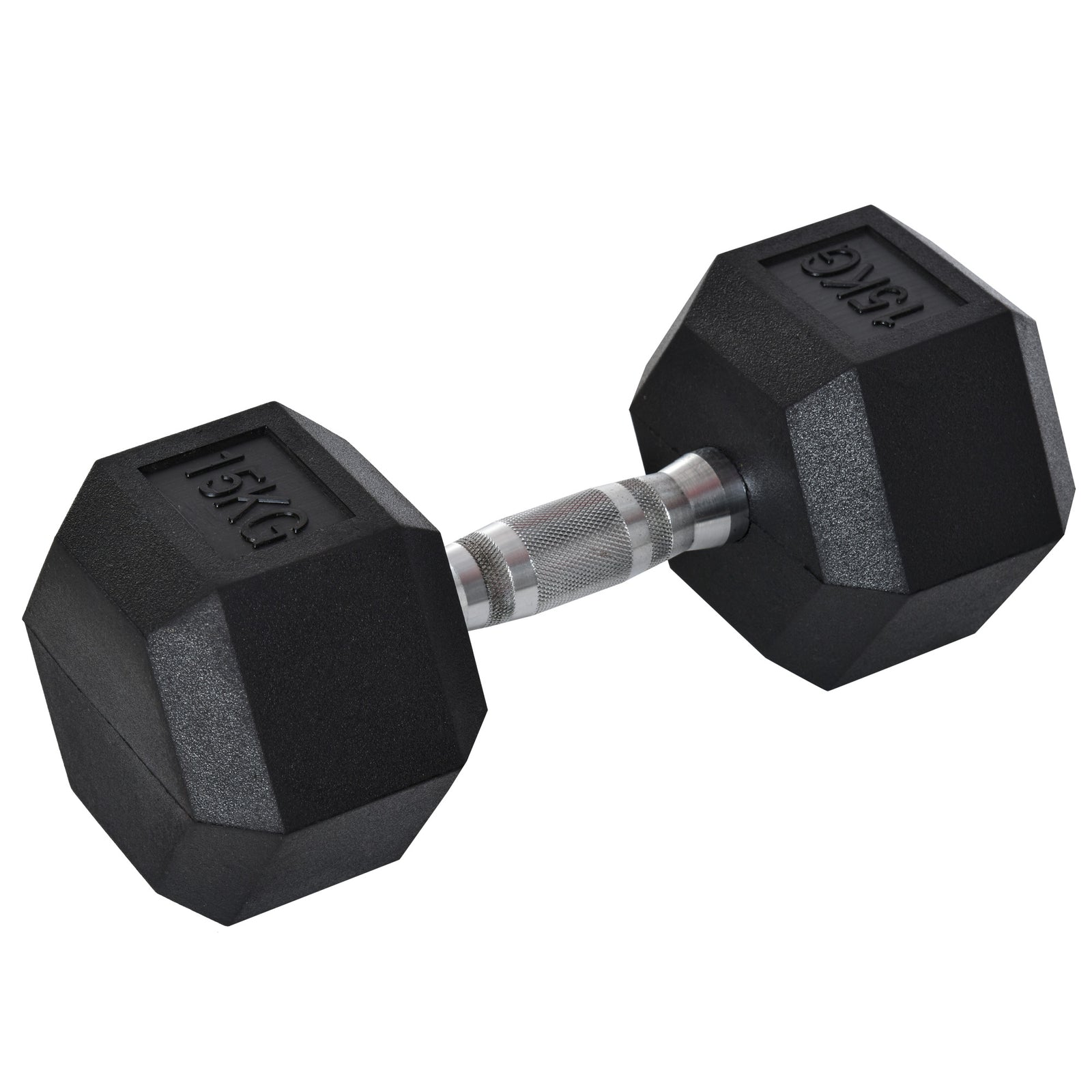 15kg Hex Rubber Dumbbell For Home Exercise | Black