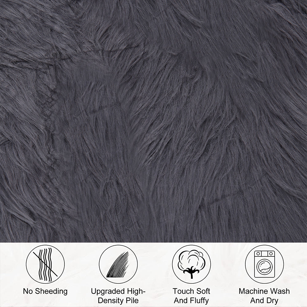 Faux Fur Sheepskin Rug | Dark Grey