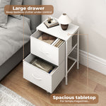 Bedside Table 2 Fabric Drawer Nightstand Shelf Storage Furniture Cabinet | White