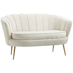 Modern 2 Seater Sofa With Petal Backrest And Steel Legs