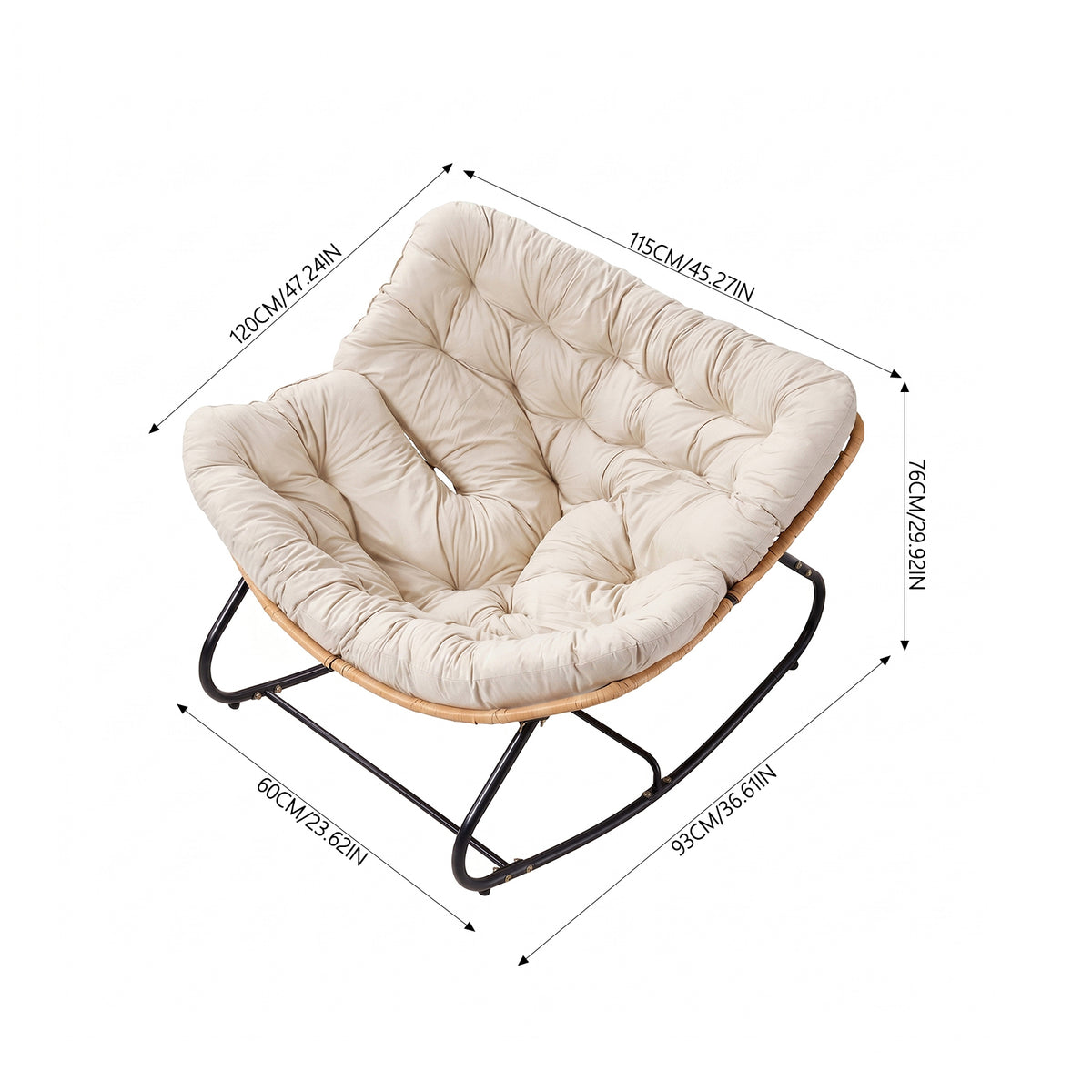 Modern Rocking Chair with Cushion – Compact | Beige