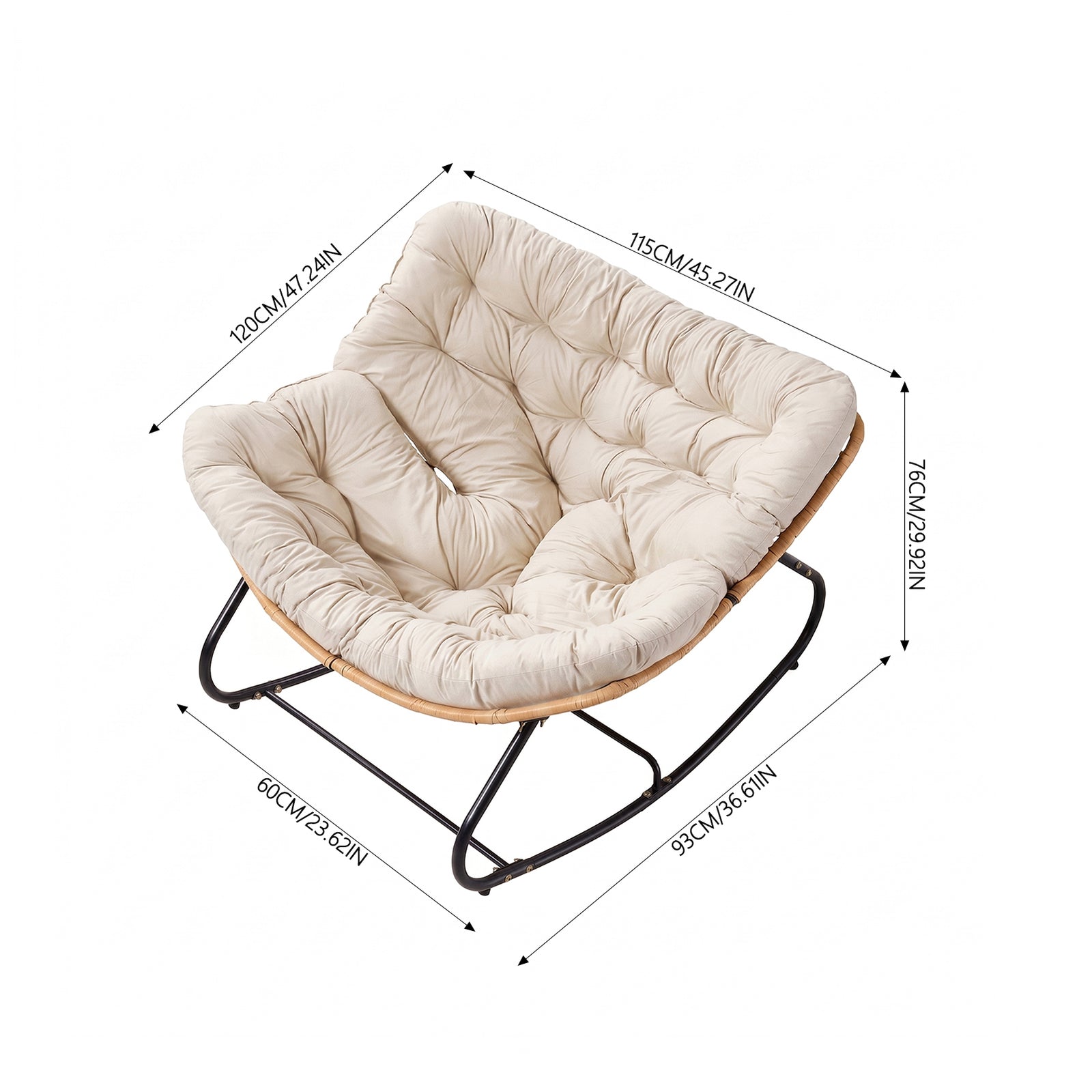 Modern Rocking Chair With Cushion | Beige