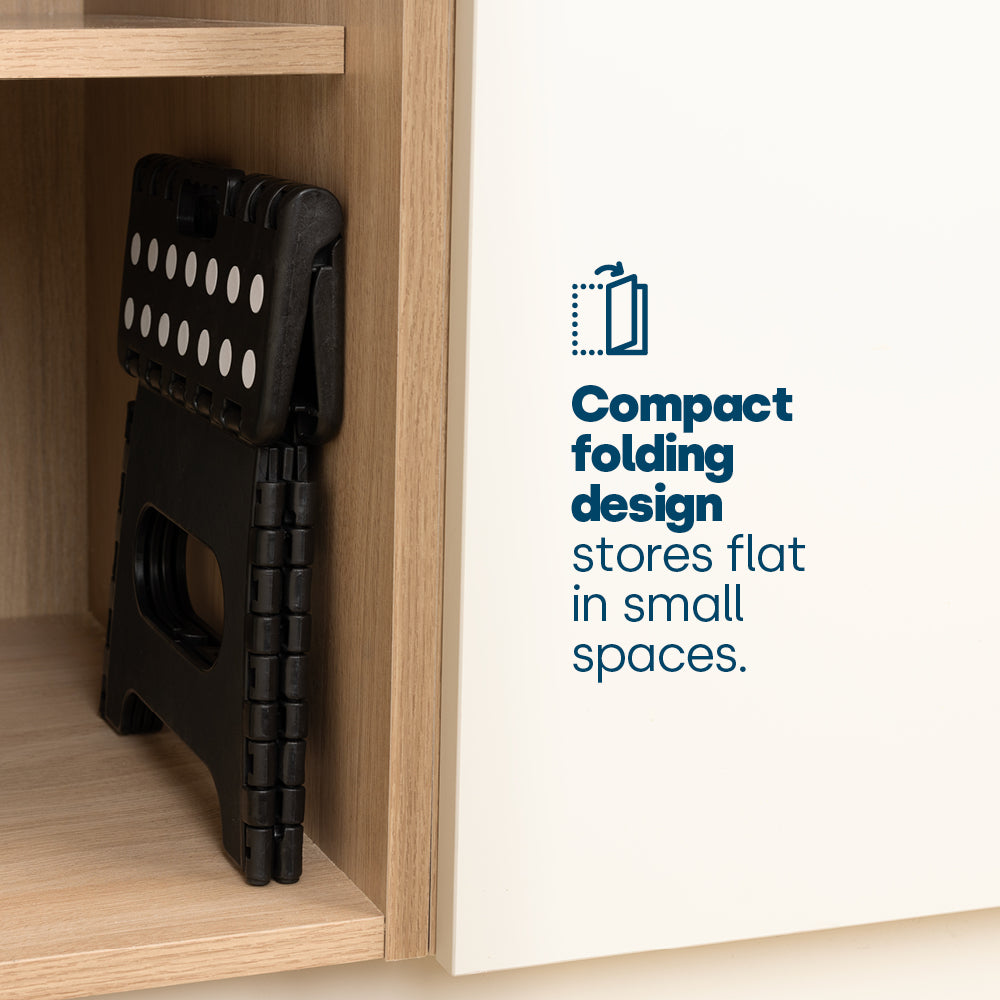 Compact Folding Step Stool With Non-slip Surface | Black