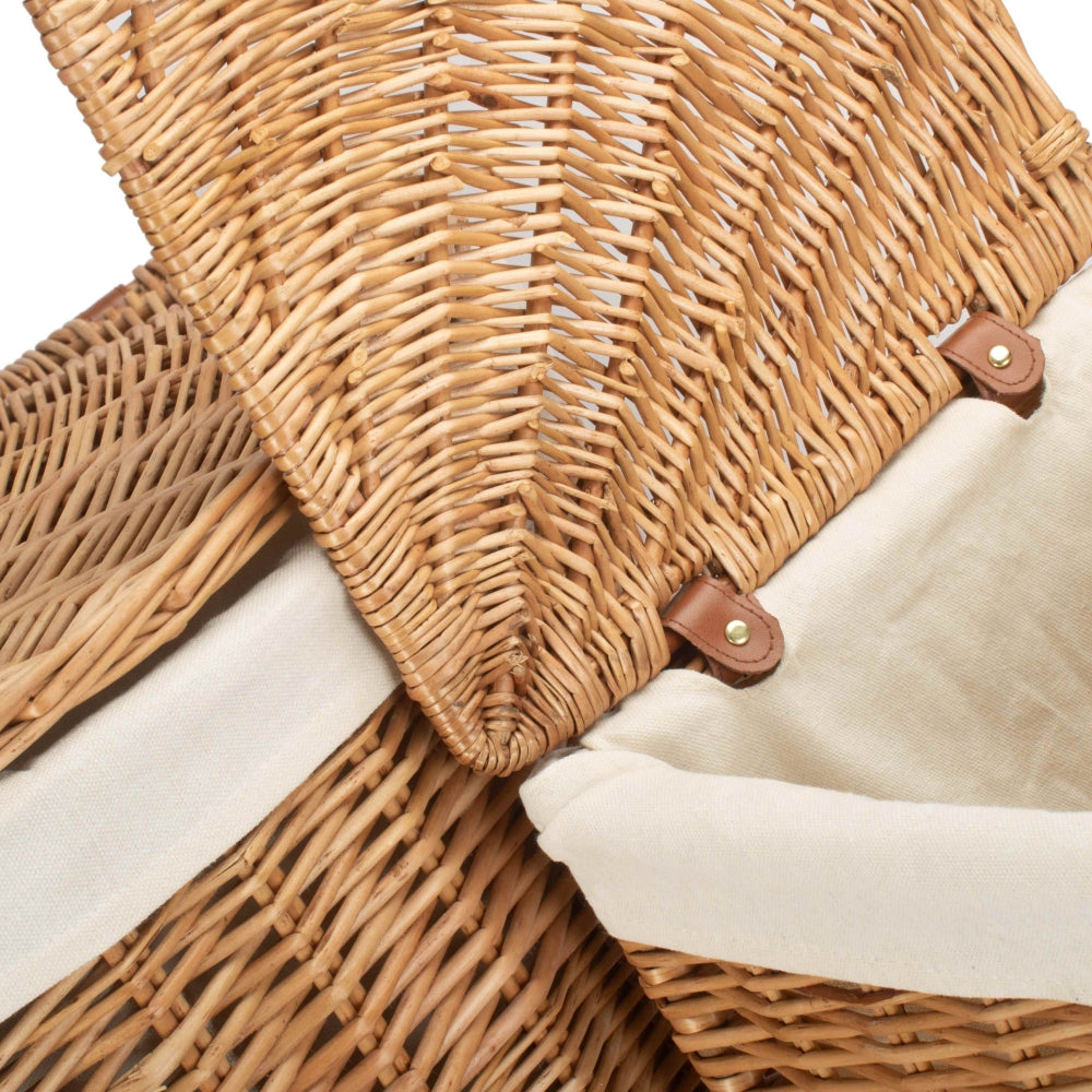 White Cotton Lined Light Steamed Corner Laundry Baskets | Large | White