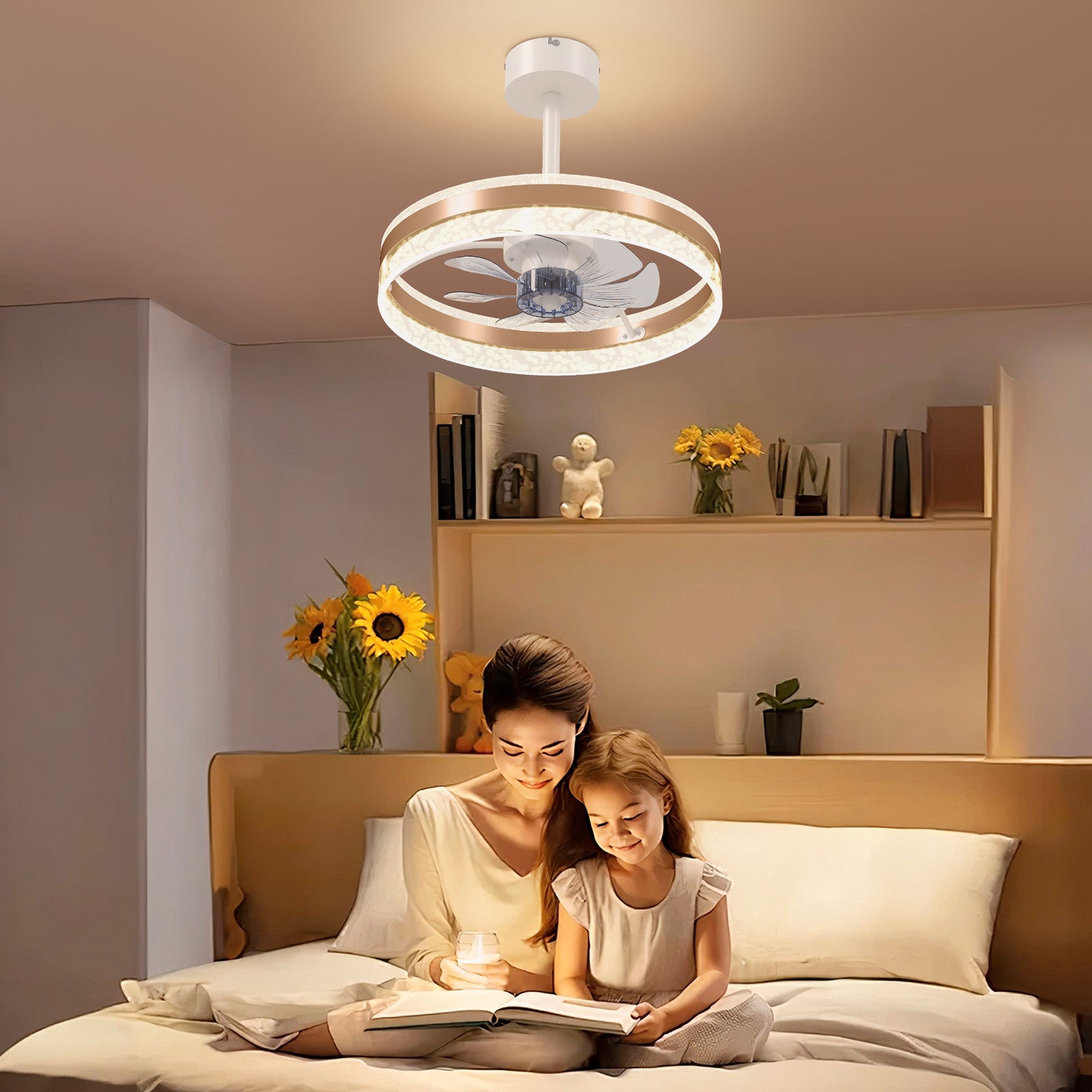 Ceiling Fan Light With 3 Colour, Timer, Reversible, Remote | One Size | Gold