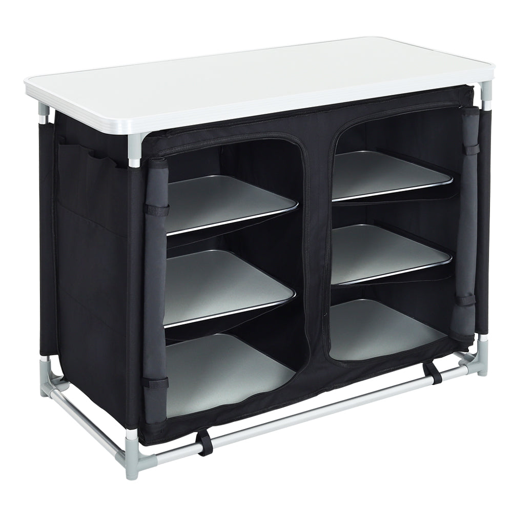Living and Home Camping Kitchen Table Portable Cabinet Kitchen Storage Black