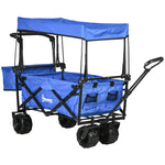 Trolley Cart Storage Wagon With Handle, Canopy Black | Blue
