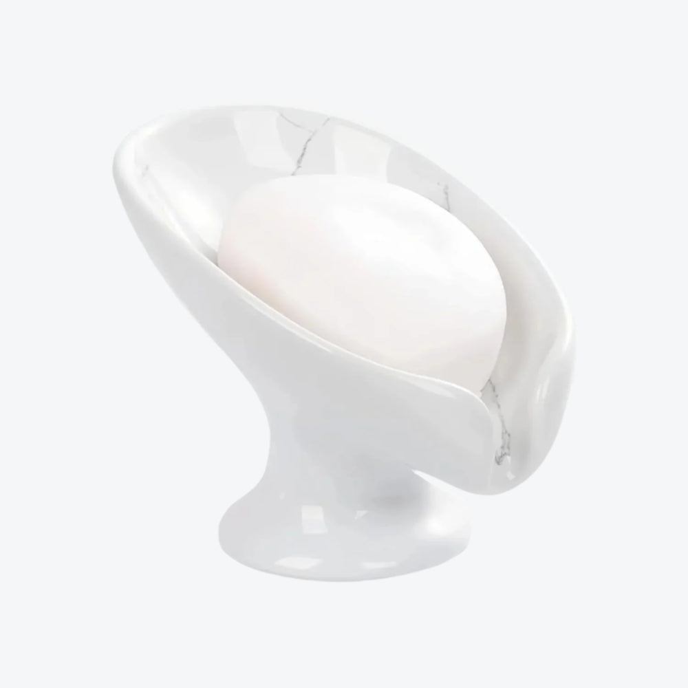 Leaf Shape Soap Dish Recycled Ceramic Eco-clay | Grey Marble & White